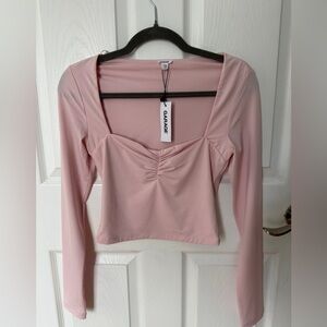 Garage Sweetheart Neckline Long Sleeved Rouched top NWT Size XS